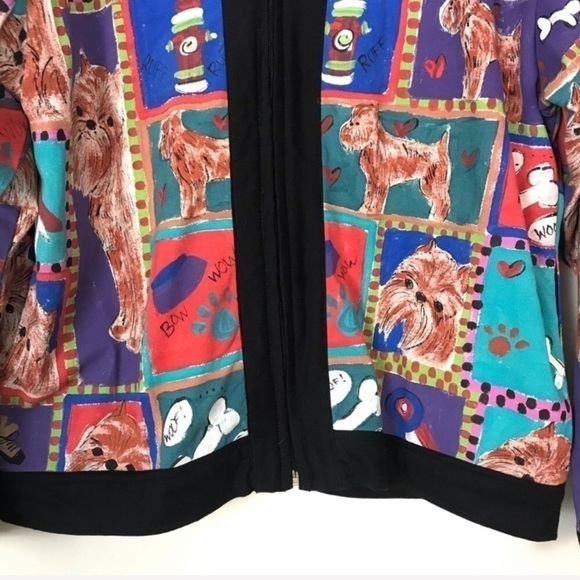 VINTAGE LRW ATLANTA Handpainted Dog Art Jacket Medium Unique Eclectic Dog Lover - Picture 4 of 8